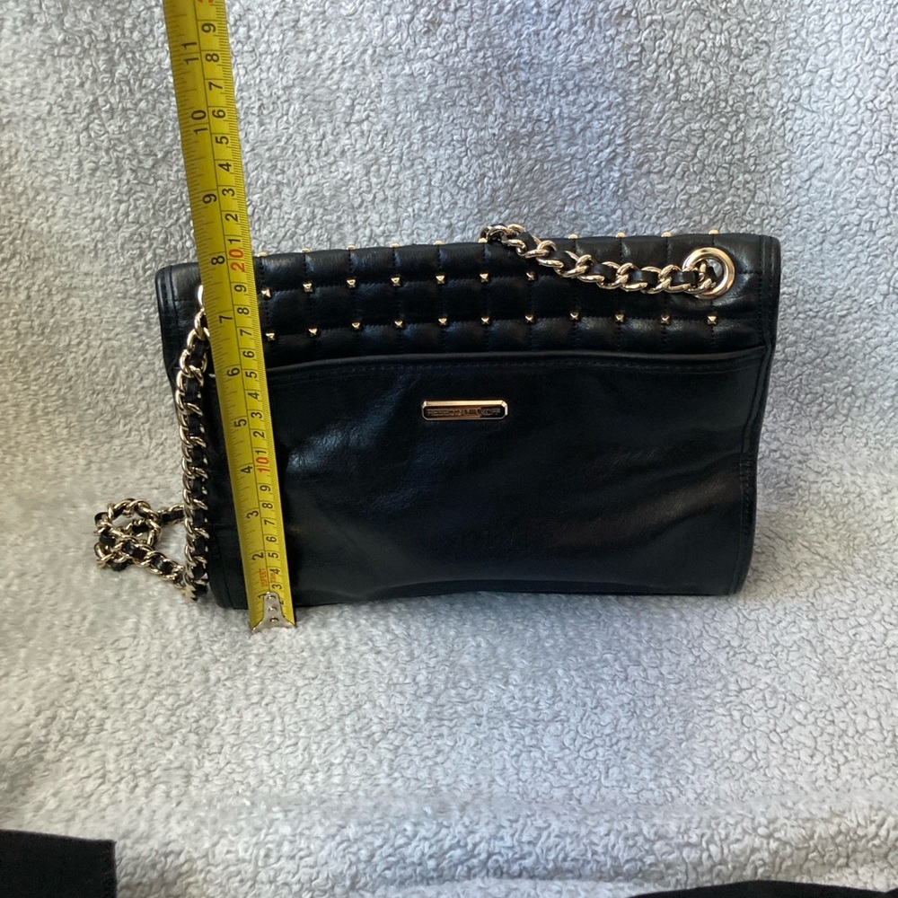 Rebecca Minkoff Black Quilted Stud Shoulder Bag with Gold Chain - Picture 15 of 16